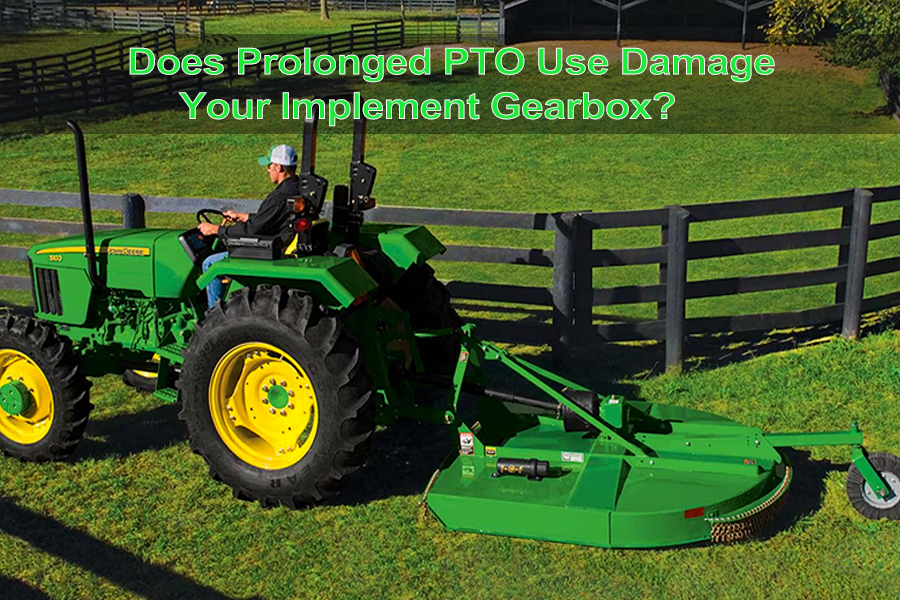 Tractor rotary cutter working in field cutting grass in real farm conditions