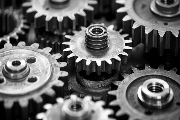 Close-up photo of steel gears for high torque transmission components