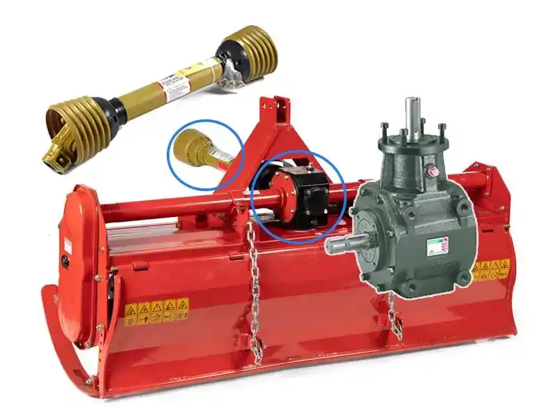 Agricultural rotary tiller gearbox assembly for PTO driven equipment
